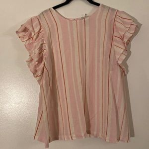 Target Brand Pink Stripe Shirt with Flutter Sleeves
